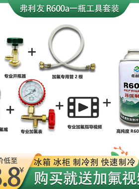 定频变频冰箱冰柜R600A冷媒雪种纯氟利昂加氟工具套装冰种冷冻液