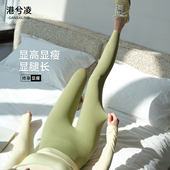 绿色瑜伽紧身春秋高腰收腹显瘦新款 九分打底裤 夏 女外穿薄款 鲨鱼裤