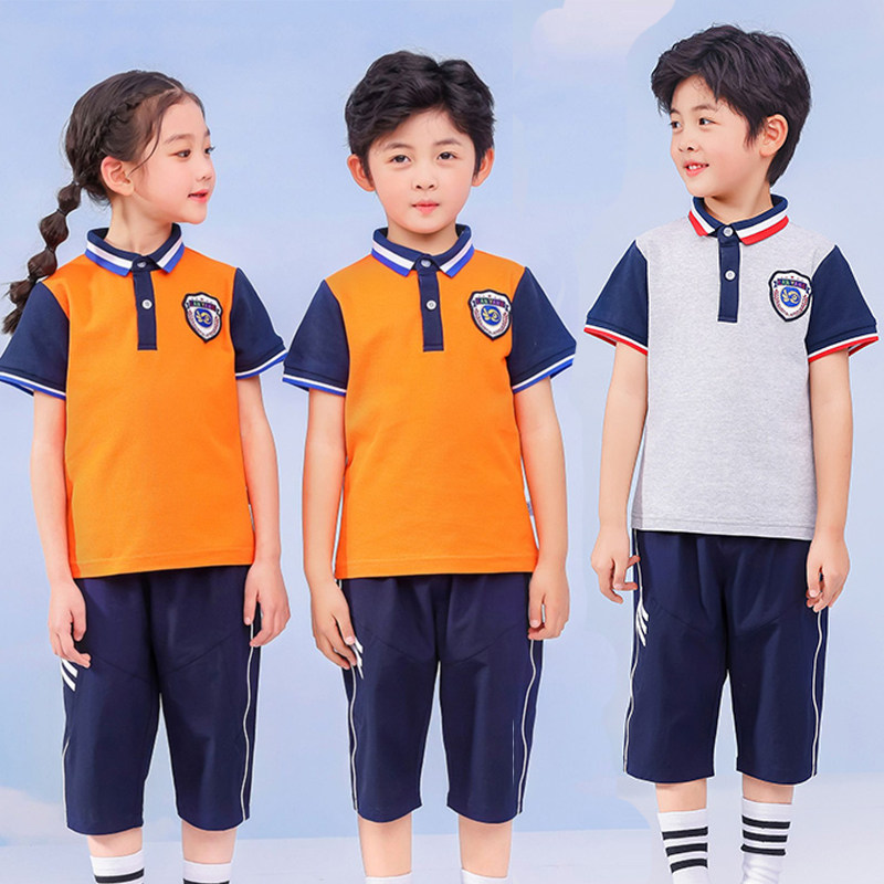 夏季儿童班服小学生灰色校服中裤