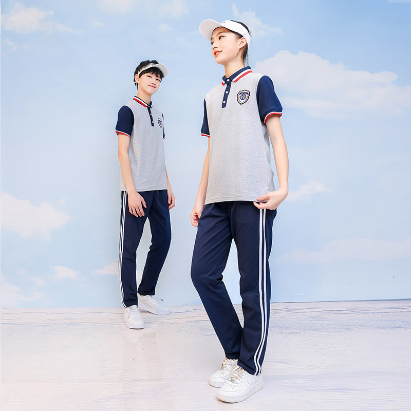 中小学生校服套装夏季绿色短袖七分裤长裤运动会班服幼儿园春秋装