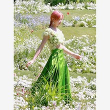 徐娇织羽集绿色日常改良国风马面裙女套装夏季汉服高腰百褶半身裙