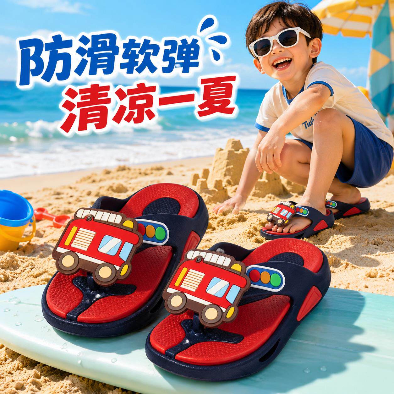 儿童人字拖男童夏日沙滩夹脚指头拖鞋宝宝可下水防滑凉鞋轻便童鞋