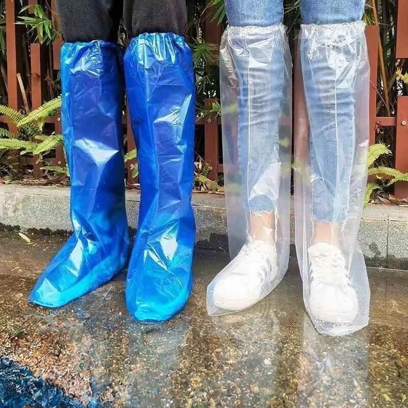 加厚一次性雨鞋鞋套下雨天长筒耐磨防滑防水透明防雨塑料男女脚套