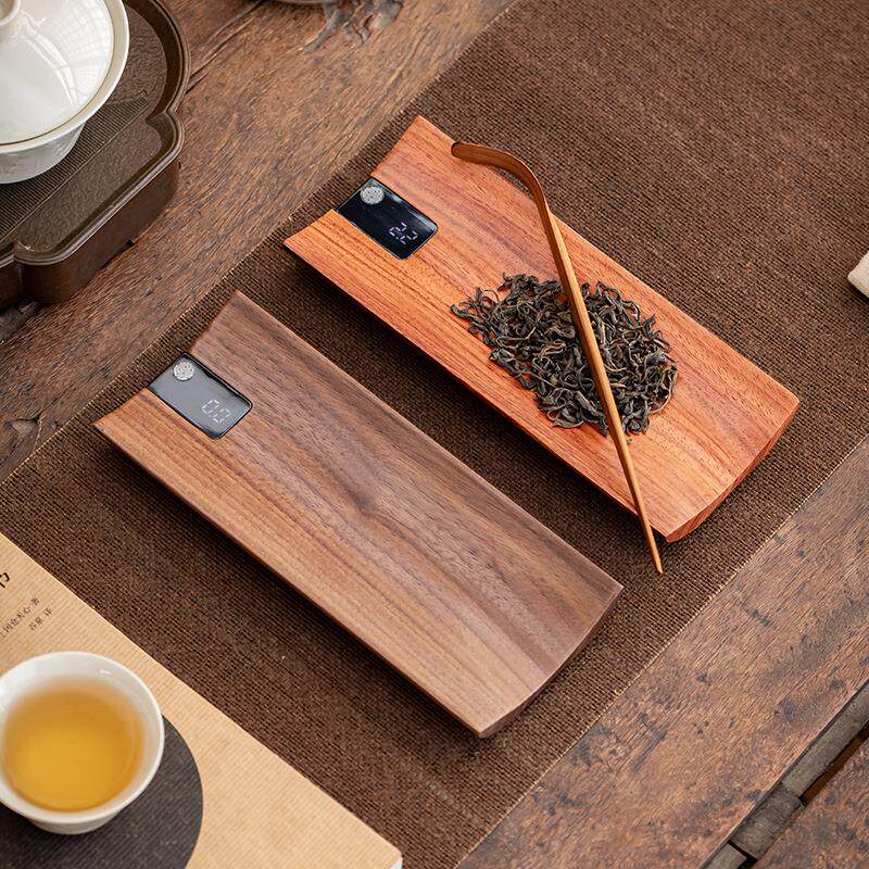 茶则 竹制手工加厚、茶荷、黑色、精致、简约、长方 圆角托毛巾托