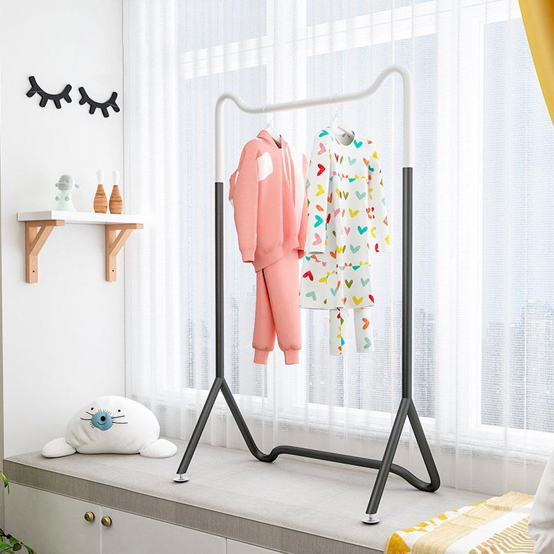 晾衣架落地卧室飘窗折叠家用收纳单杆式挂衣架简易阳台晒衣服神器