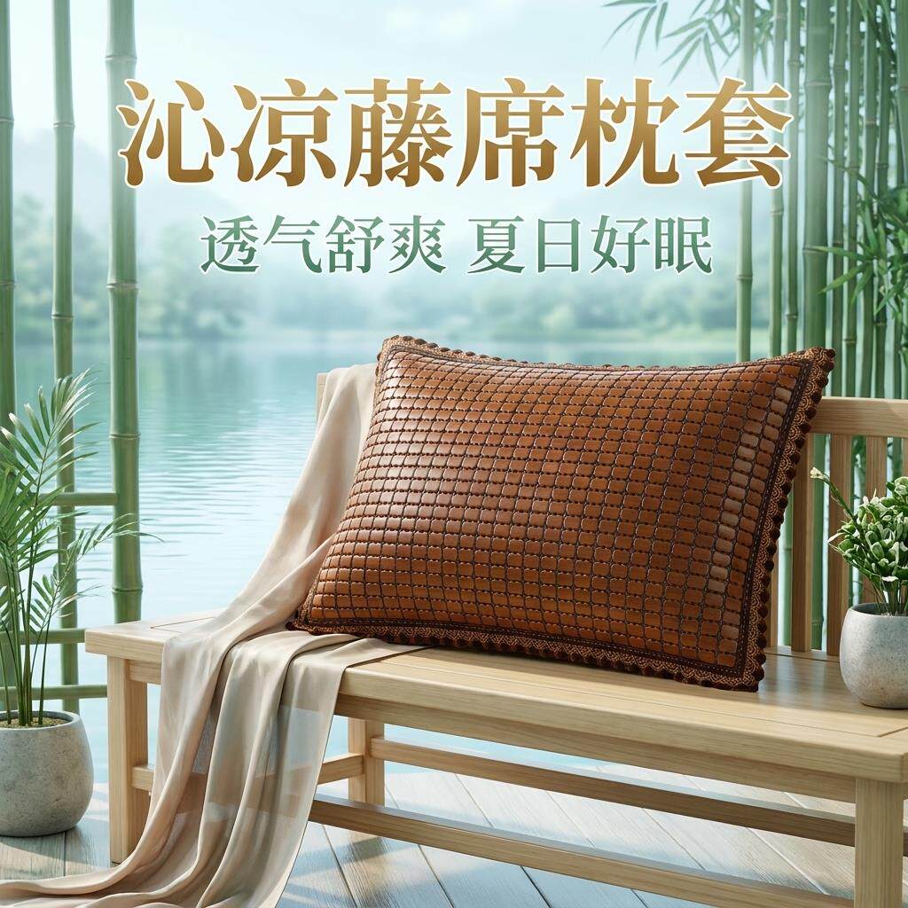 冰丝抱枕套40x40凉席冰丝凉感抱枕套50x50沙发靠枕套夏天麻将竹席