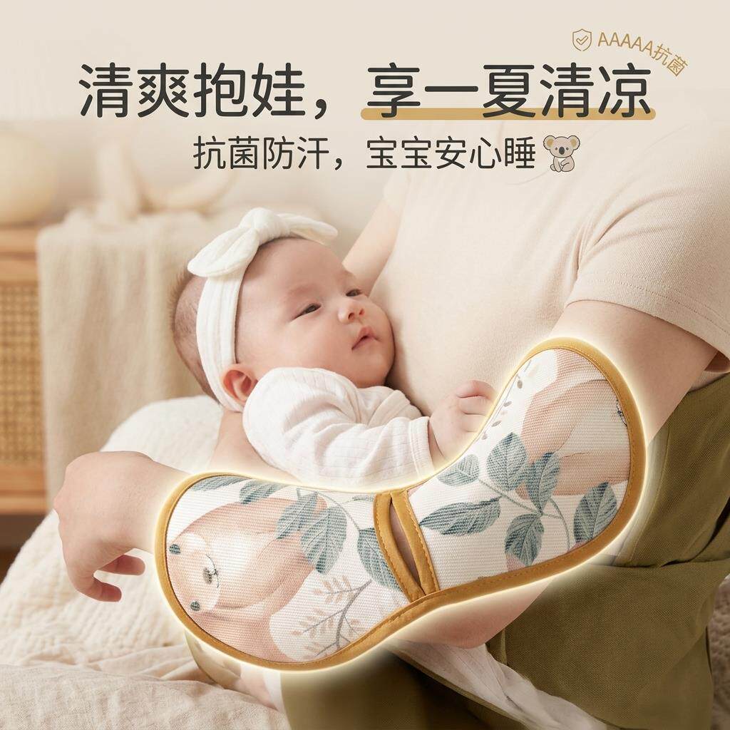 手臂凉席夏季新生儿哺乳手臂凉席抱娃神器手臂套袖冰丝手臂枕凉席