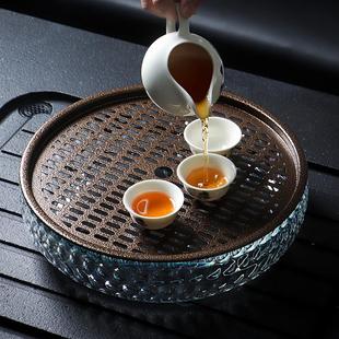 干泡台放茶具托盘 茶盘家用功夫茶办公室简约小型沥水盘圆形储水式