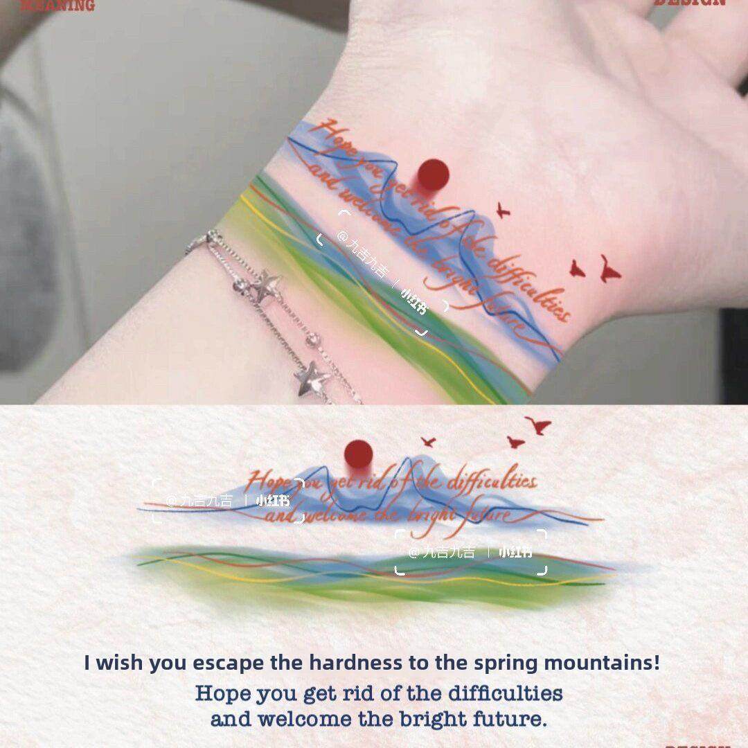 逃避难以春天山民族风格利基彩色手腕纹身贴纸防水新潮新玫瑰小清新的女人