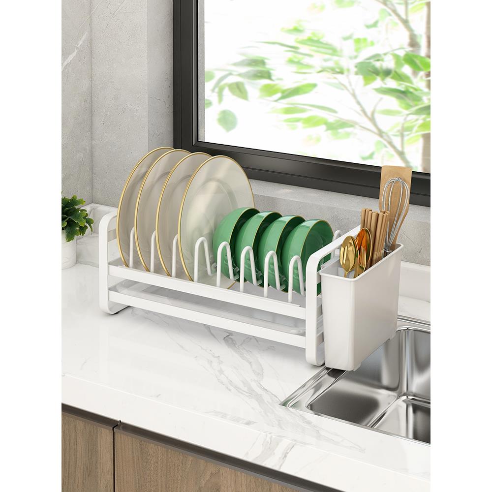 碗碟和碗碟厨房储物架小型家用橱柜储物架窗台窄水槽排水管碗架