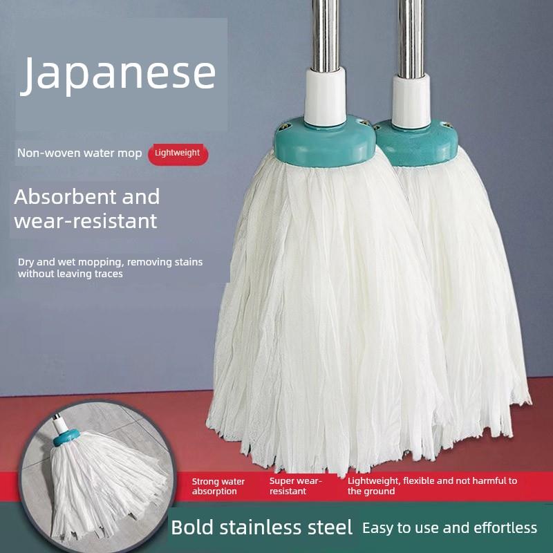 日本拖把家用老式无纺布大尺寸拖把吸水懒人免手自捻水拖把头