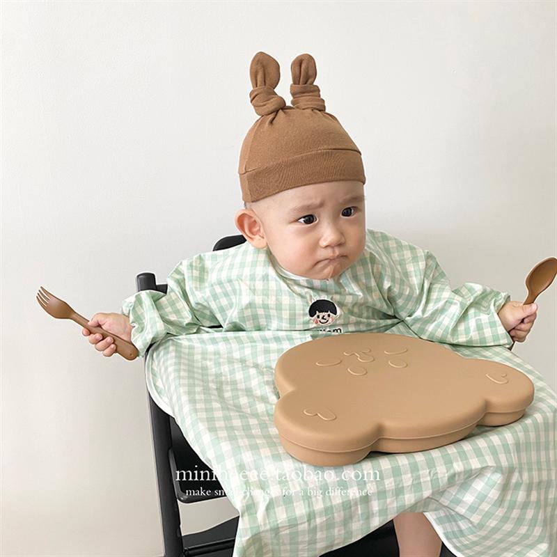 miniheeee韩系ins宝宝BLW自主进食吃饭防脏神器一体式围兜吸盘碗