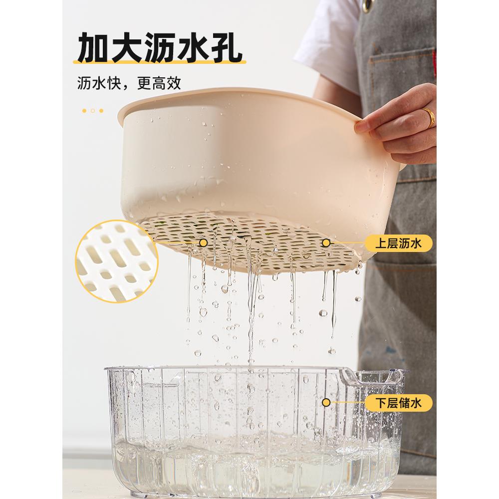 双层沥水篮厨房家用耐高温洗菜盆水果菜篮洗菜食品级新款加厚淘米