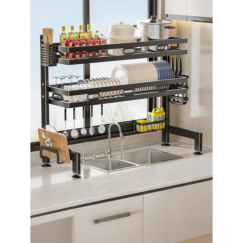 厨房水槽上置物架家用多功能碗盘收纳架水池放碗碟收纳碗架沥水架