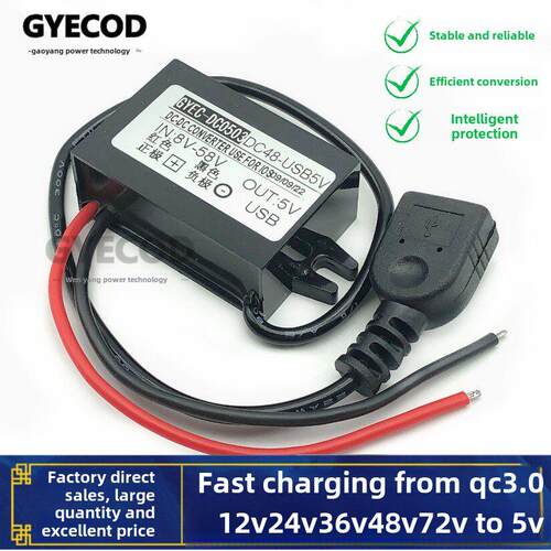防水车载手机充电记录仪DC12V24V48V转5VUSB2A电源转换器降压模块