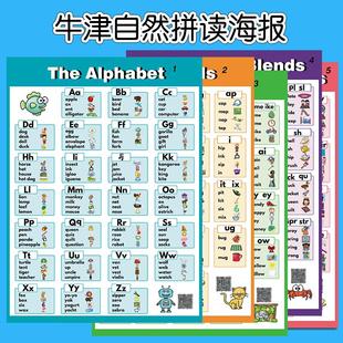 牛津自然拼读海报教师教学大挂图元 音辅音字母组合卡片发音规则表