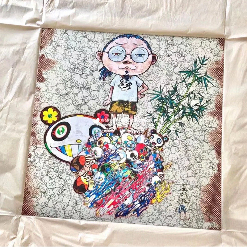 村上隆新作 自画像任意门装饰画 机器猫时光机潮流沙发客厅挂画
