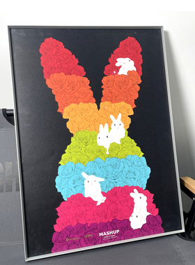 现货 Darren Zhou周义翔版画 I LOVE YOU TOO兔年生肖潮流装饰画