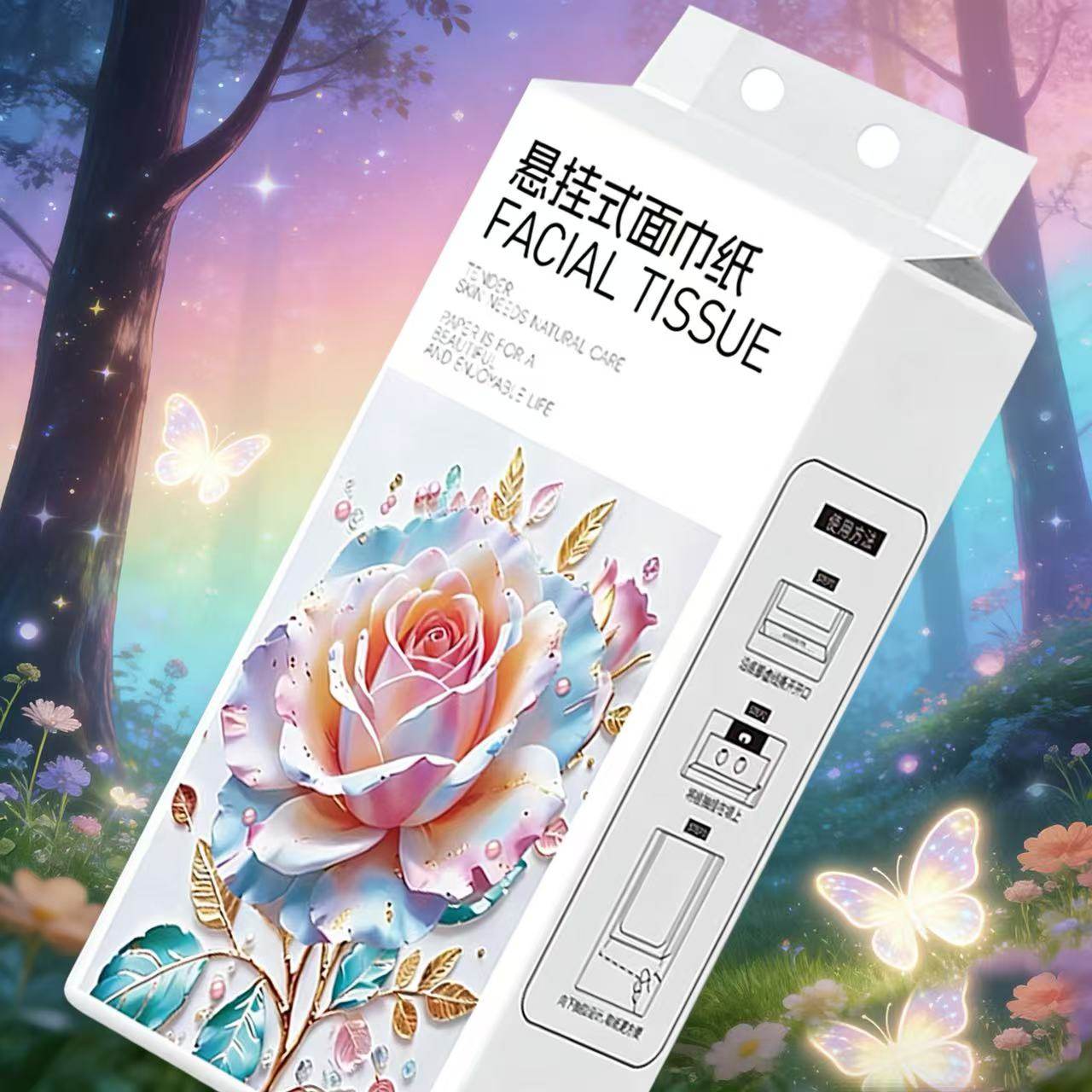 底部抽手帕纸悬挂式抽纸餐巾纸生活用纸家用面巾纸原生木浆 - 小都贸易店出品