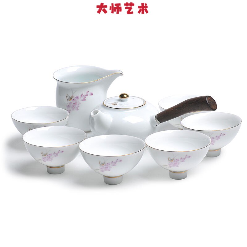 大师艺术高端手绘现代简约功夫茶具套装陶瓷茶杯盖碗高端礼品