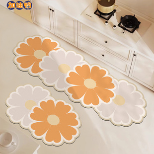 花朵厨房地垫硅藻泥防滑防油可擦免洗地毯吸水脚垫子家用2025新款
