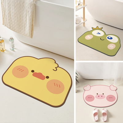 卫生间吸水地垫硅藻泥防滑速干软垫浴室厕所洗手间卡通可爱脚垫