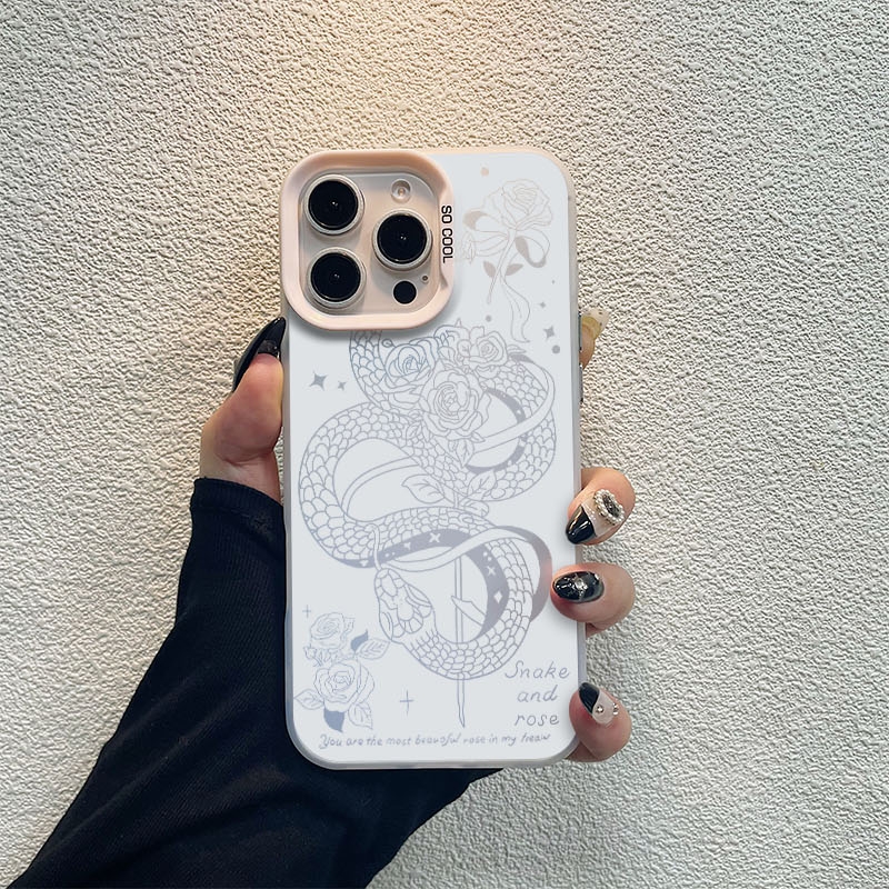 玫瑰花蛇情侣适用苹果16promax手机壳iphone15适用一加13适用小米15适用红米k80适用荣耀300保护套适用魅族21