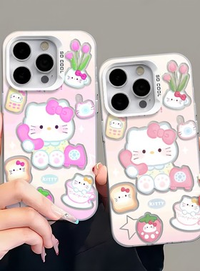 打电话凯蒂情侣适用苹果17pro手机壳iphone17适用一加适用小米17适用红米k90适用荣耀500保护套适用魅族22