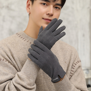 手套男冬季薄款加绒保暖骑行摩托车电动车防风德绒触屏冬天男士