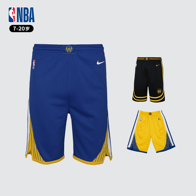 NBA Nike耐克 金州勇士主客场城市版 青少年短裤运动训练篮球短裤