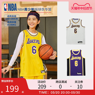 湖人队詹姆斯6号同款 NBA球衣 正品 青少年学生大童运动训练篮球服