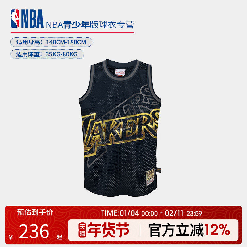 NBA篮球服湖人队青少年运动球衣背心