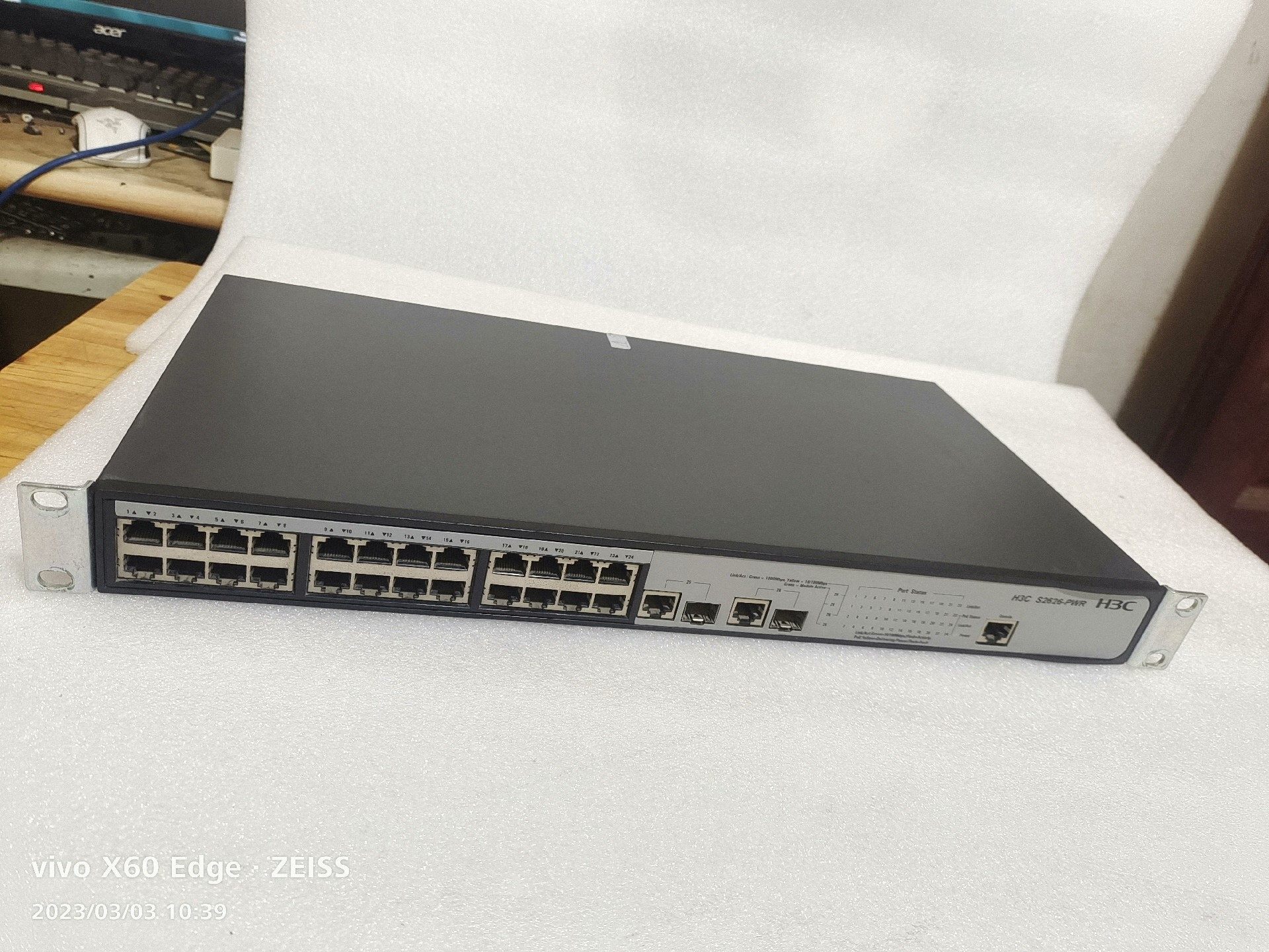 二手 h3c s2626-pwr 24口百兆poe供电 2口