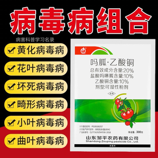 病毒病专用药套餐吗胍乙酸铜花叶卷叶小叶辣椒番茄草莓葡萄杀菌剂