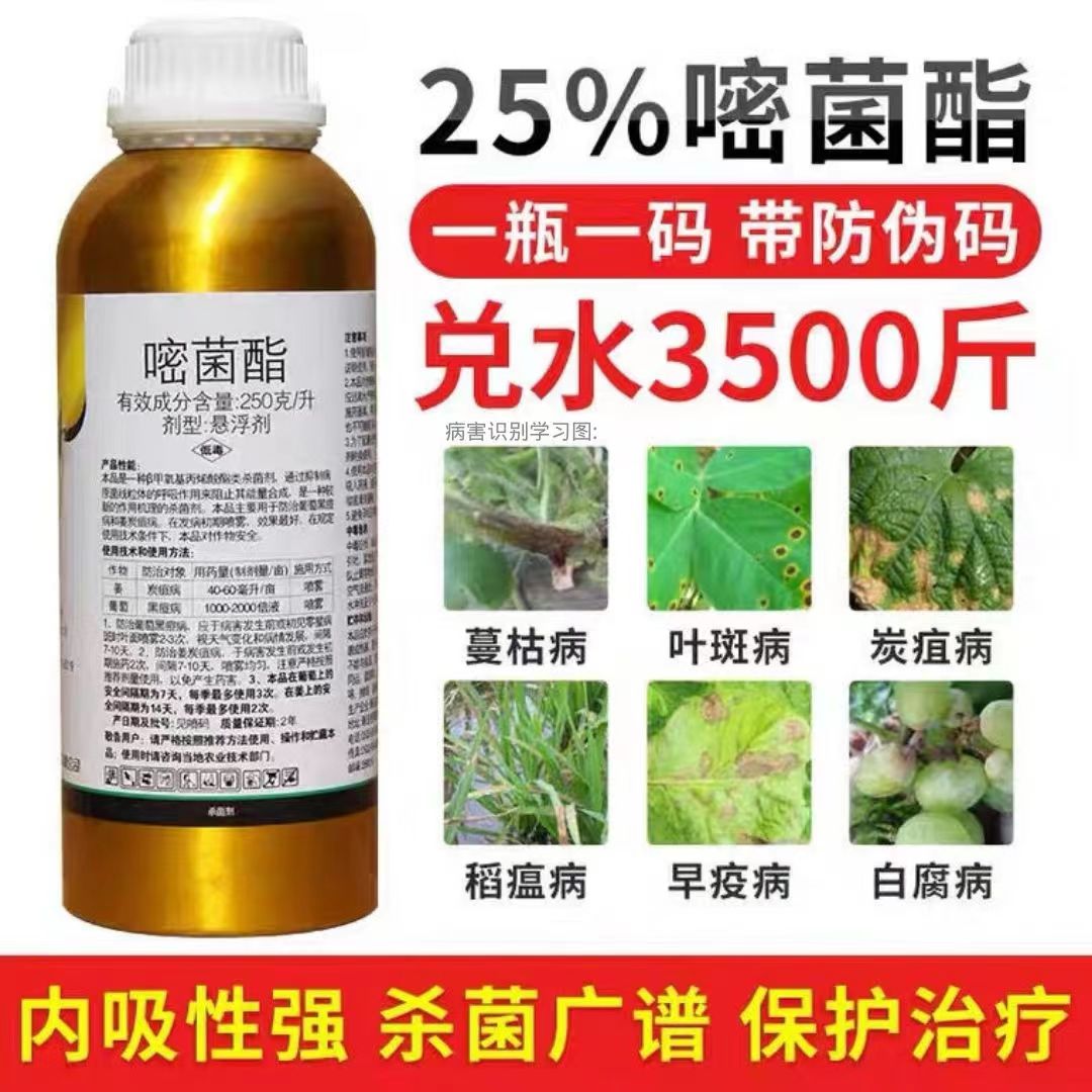 25%嘧菌酯叶斑病炭疽病白粉病锈病霜霉病稻瘟病果树蔬菜花杀菌剂