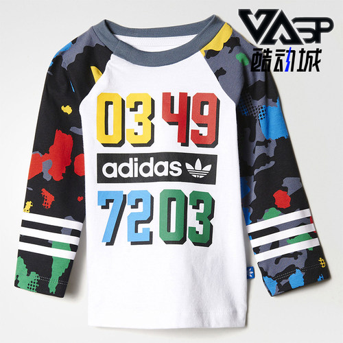 Adidas/阿迪达斯正品三叶草印花长袖T恤经典新款长袖T恤AY8559