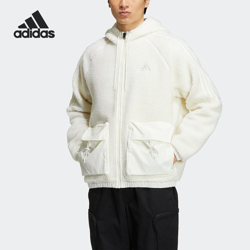 Adidas/阿迪达斯正品新款羊羔绒保暖男子运动夹克外套HR4442