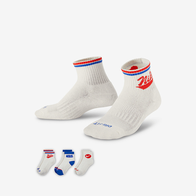 Nike/耐克正品DRI-FIT儿童简约短筒休闲运动袜三双装IF3763-133