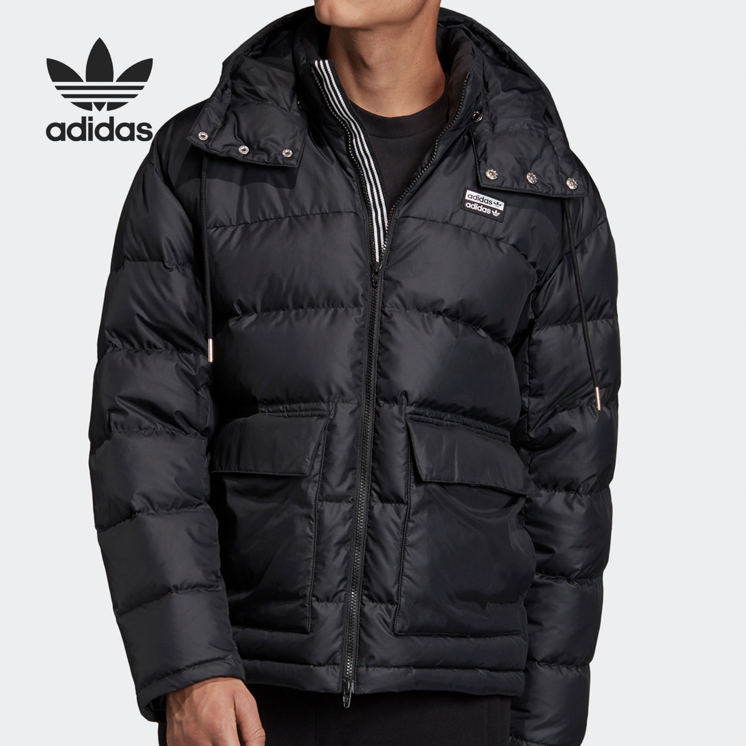 Adidas/阿迪达斯正品三叶草男子可拆卸连帽运动羽绒服FL0015