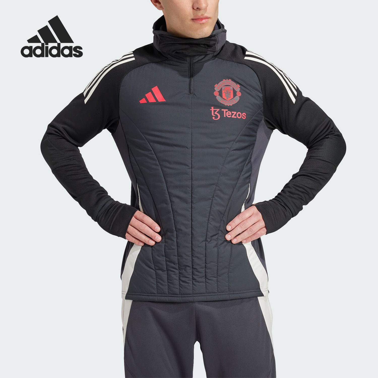Adidas/阿迪达斯正品新款男士半拉链足球训练保暖卫衣IS8090