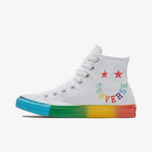 Converse匡威 Smile彩虹字母笑脸情侣高帮休闲运动帆布鞋168123C