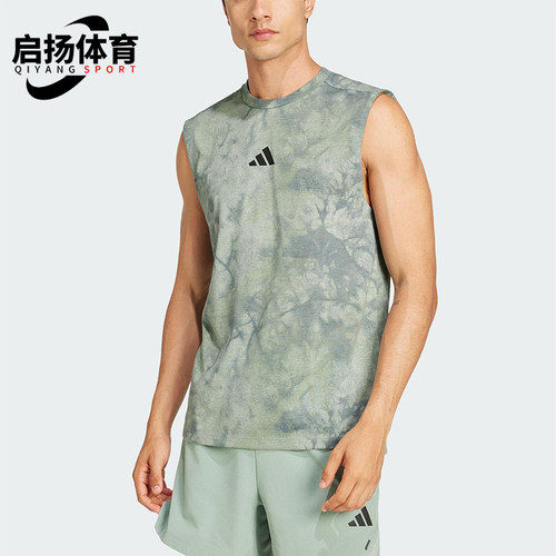 Adidas/阿迪达斯正品夏季男士满版印花经典健身运动背心JP4136