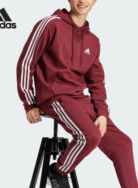 Adidas/阿迪达斯官方正品M 3S FL HD男士针织三条纹卫衣JG5949