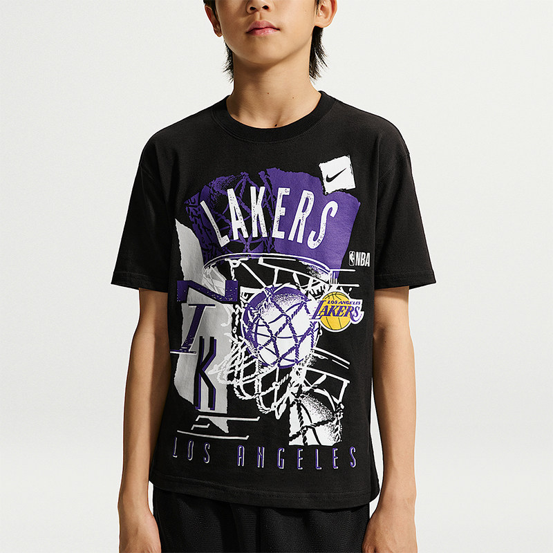 Nike/耐克正品Courtside  NBA 大童复古风经典短袖T恤IV0470-010图片