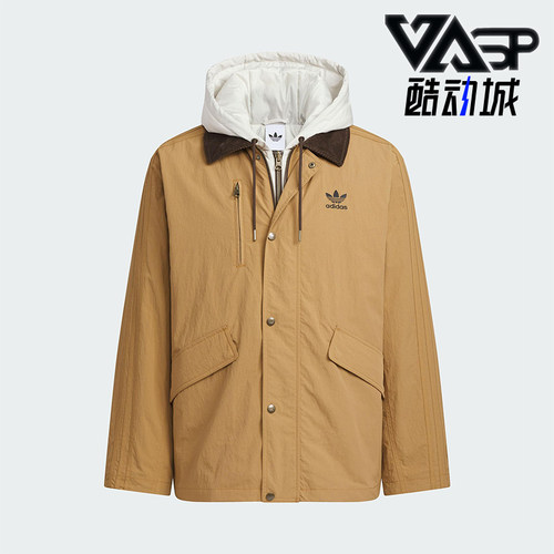Adidas/阿迪达斯正品三叶草男士休闲连帽保暖二合一棉服KW1241