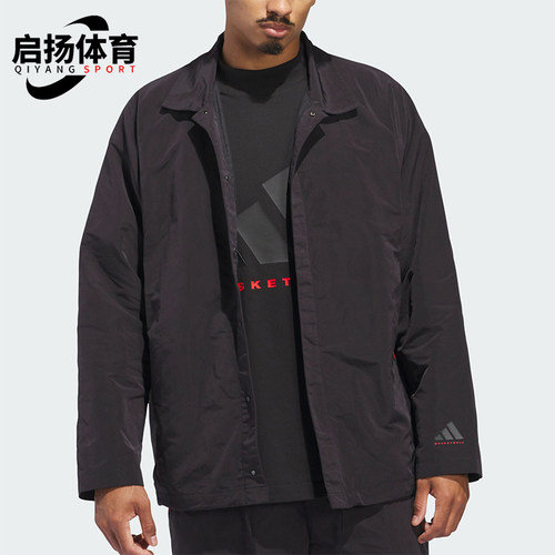 阿迪达斯男女翻领宽松运动外套