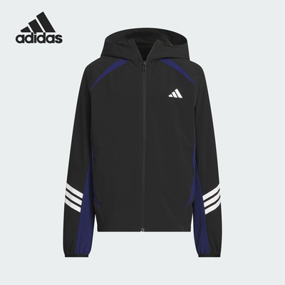 Adidas/阿迪达斯正品25春大童连帽运动梭织拼接外套JL6909
