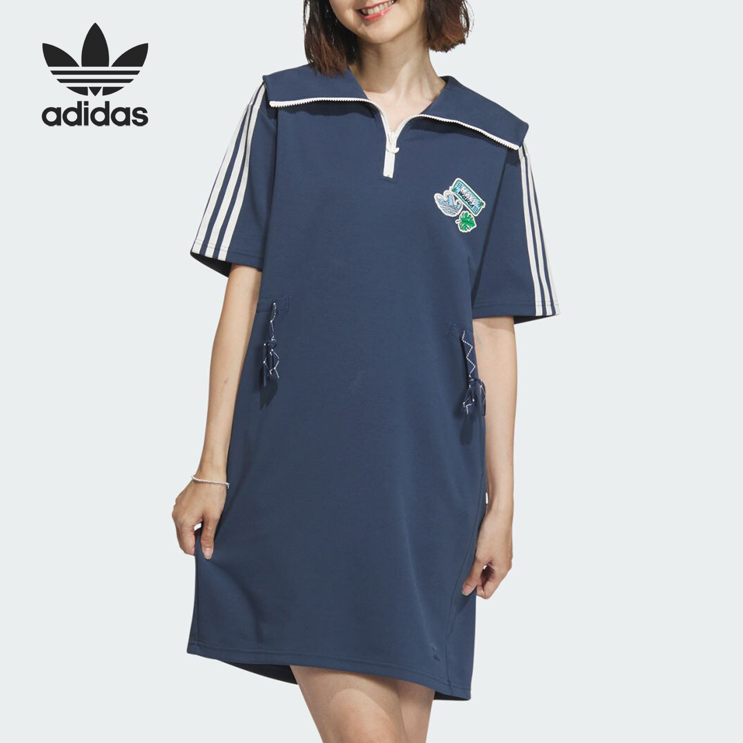 Adidas/阿迪达斯正品三叶草女士运动短袖翻领连衣裙IW6305