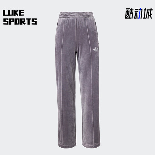 阿迪达斯女士天鹅绒烫钻水钻长裤