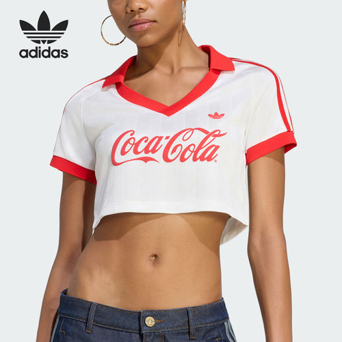 Adidas/阿迪达斯正品三叶草女士针织短款运动短袖T恤KY7571